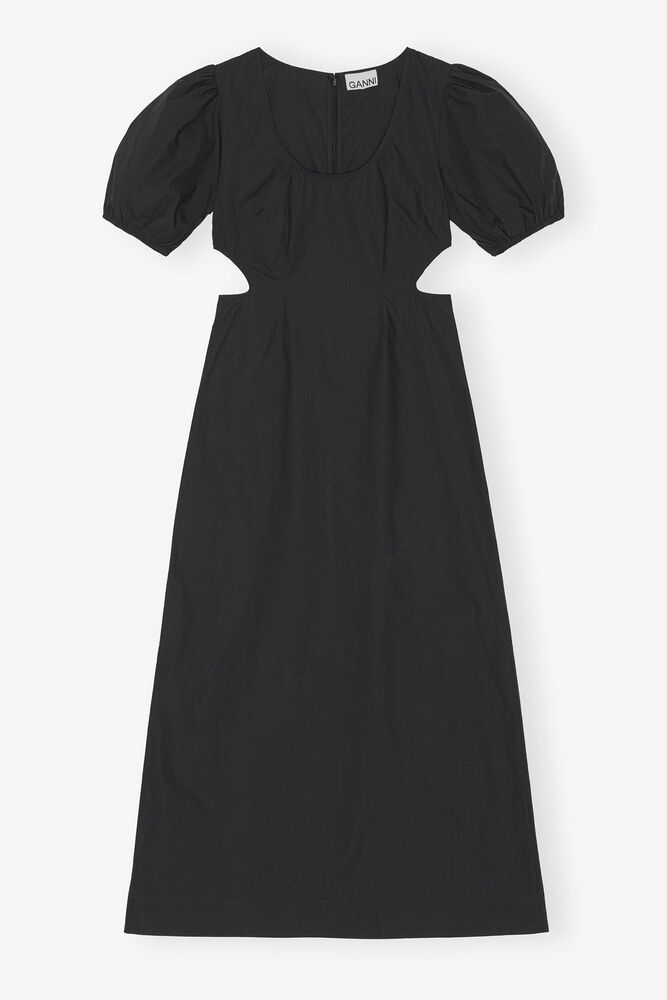 Cotton Poplin Cutout Dress, Black