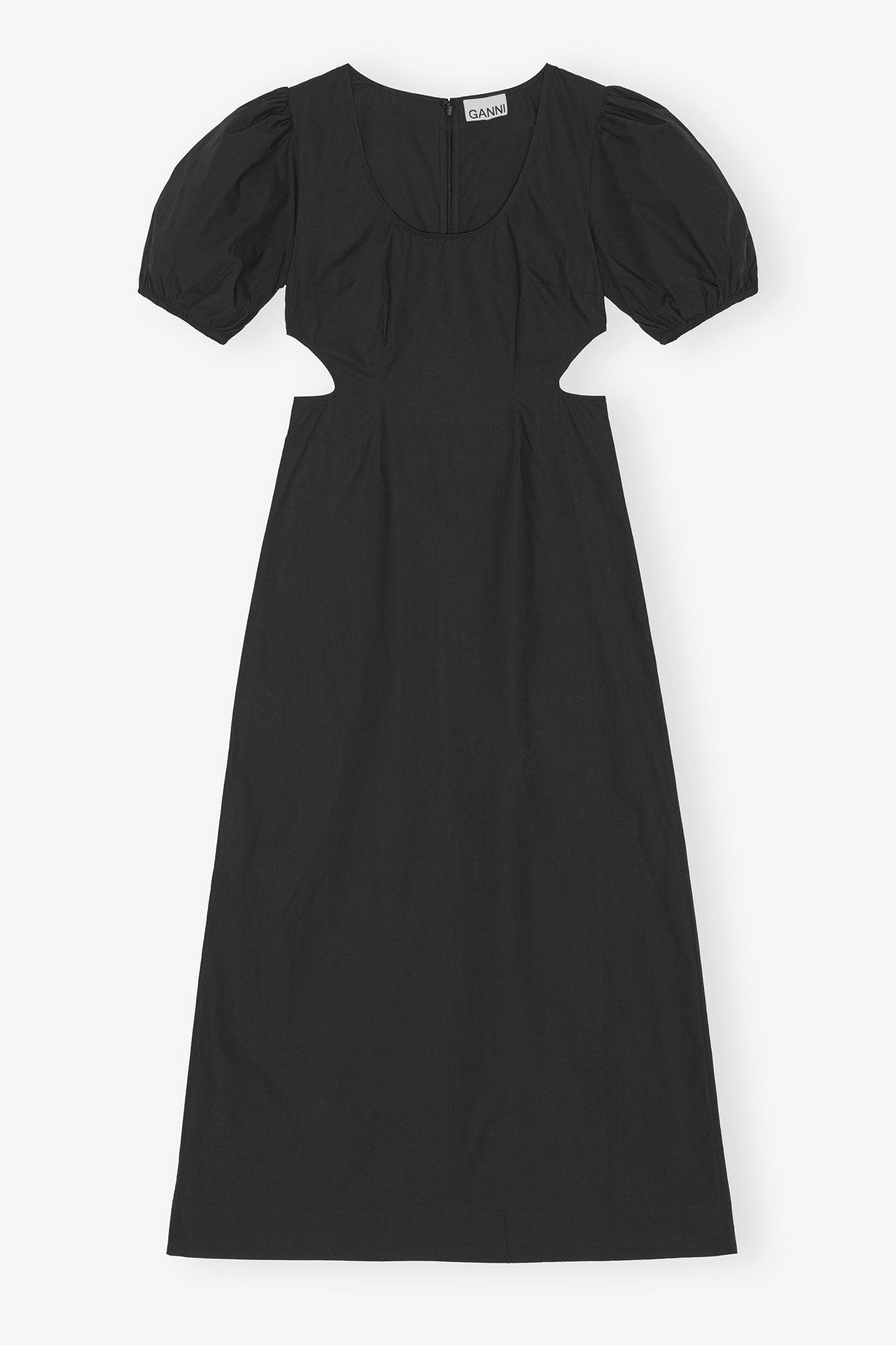 Cotton Poplin Cutout Dress, Cotton, in colour Black - 1 - GANNI