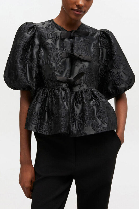 Satin Peplum Tie Blouse