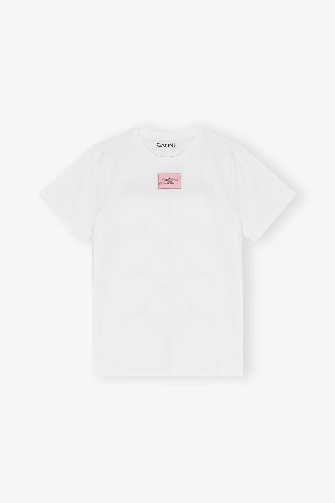 White Basic Jersey Relaxed T-shirt, Organic Cotton, in colour Bright White - 1 - GANNI