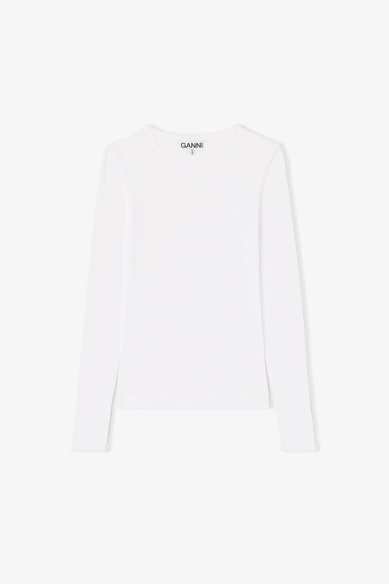 Rib Longsleeve Top, in colour Bright White - 1 - GANNI