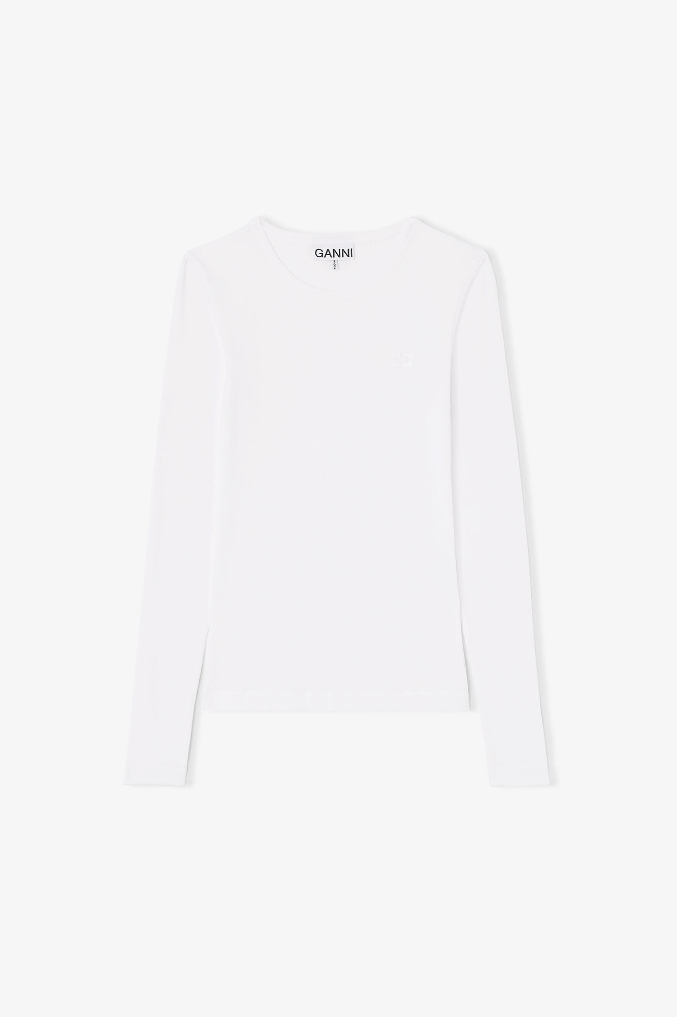 Rib Longsleeve Top, in colour Bright White - 1 - GANNI