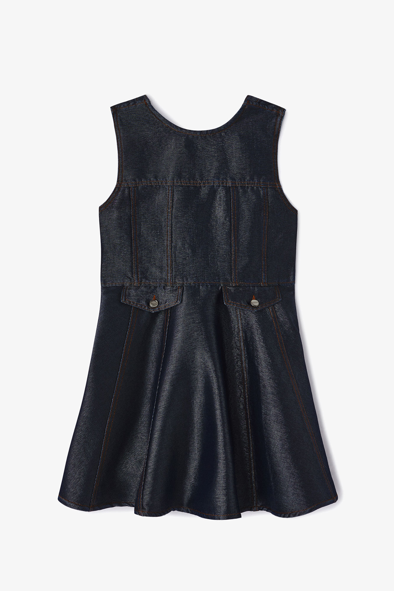Shiny Denim Mini Dress, Organic Cotton, in colour Rinse - 1 - GANNI