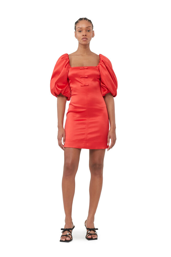 Red Satin Mini Dress, Racing Red