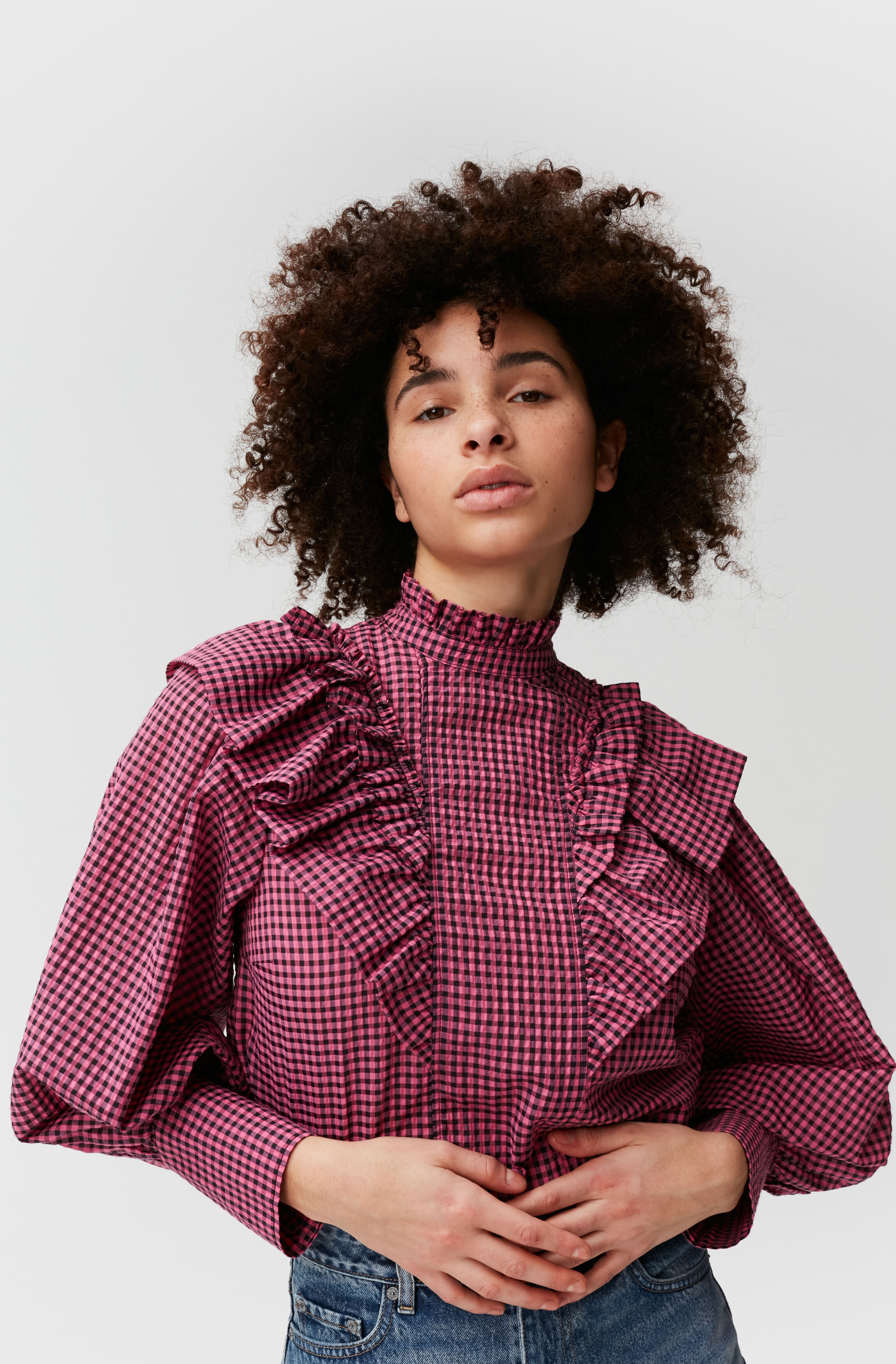 Ganni ruffle blouse clearance