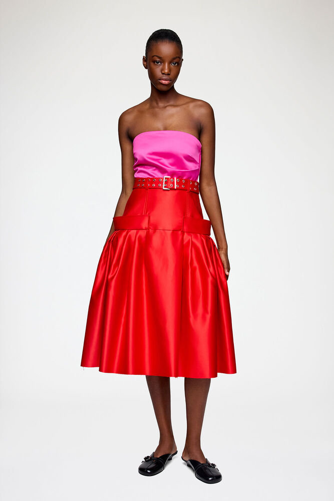 Skirt in Duchesse Satin, Goji Berry