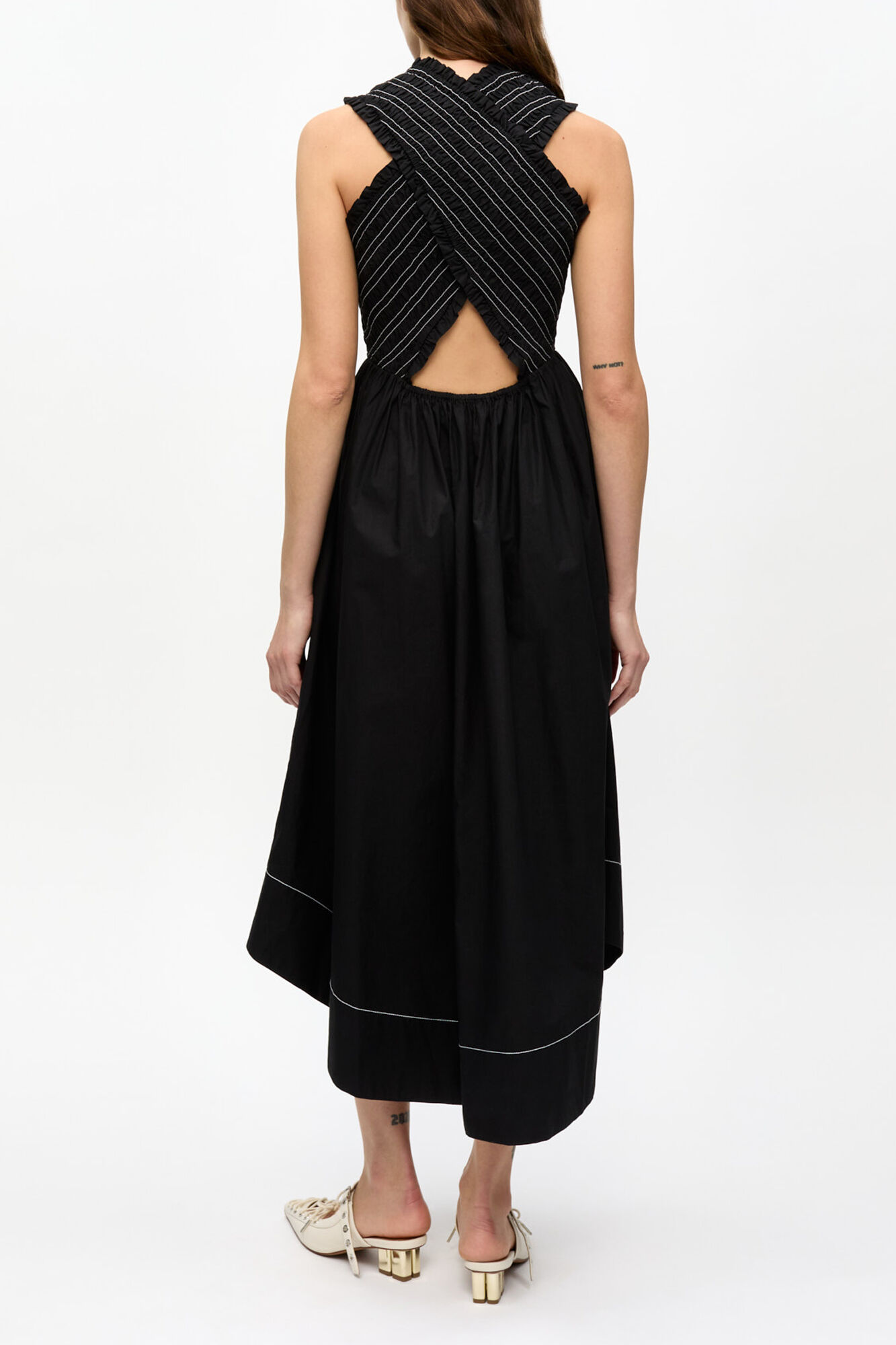Washed Stretch Cotton Smock Midi Dress | GANNI US