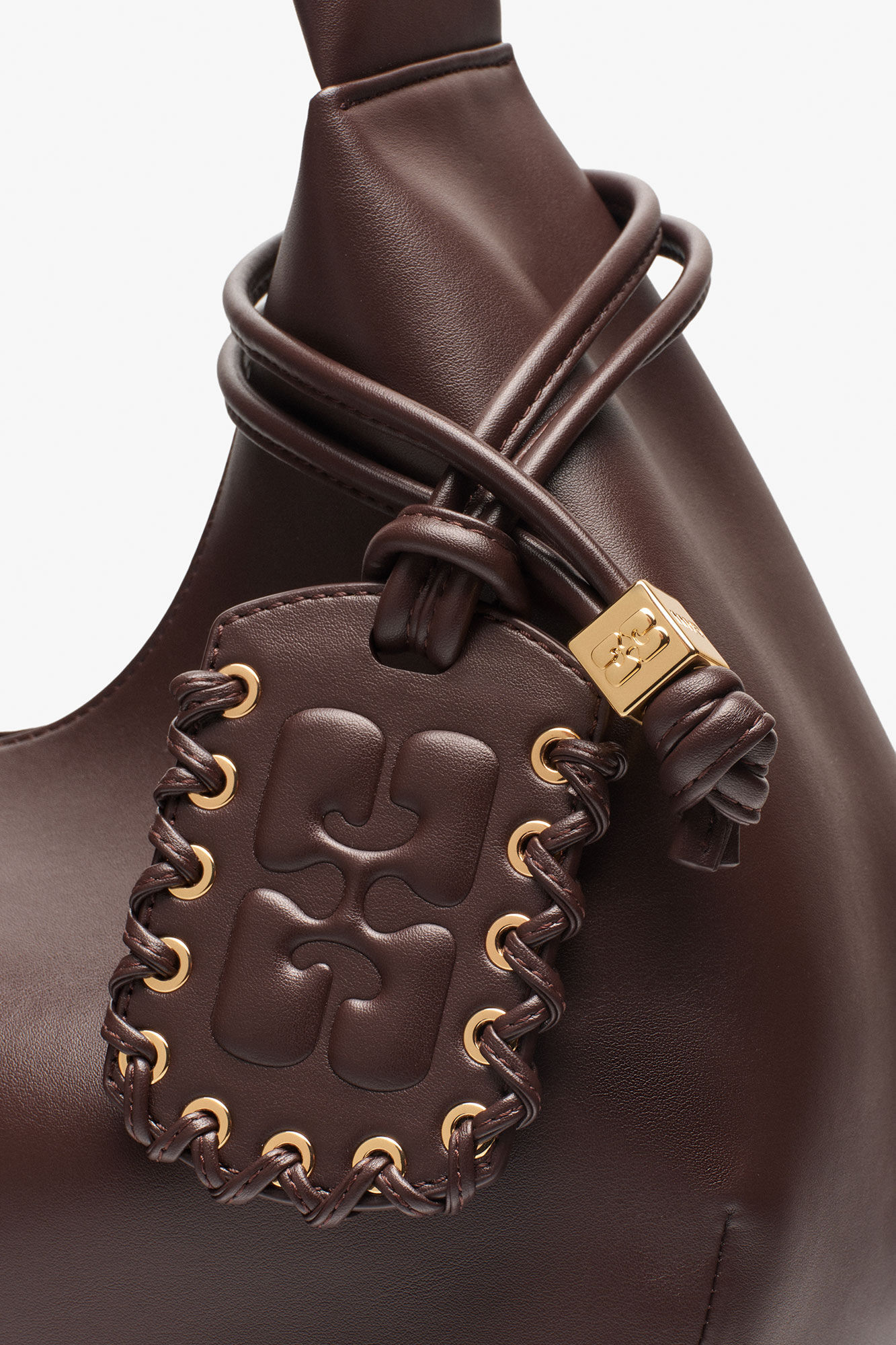 Brun medium Hobo taske, Recycled Leather, in colour Seal Brown - 7 - GANNI