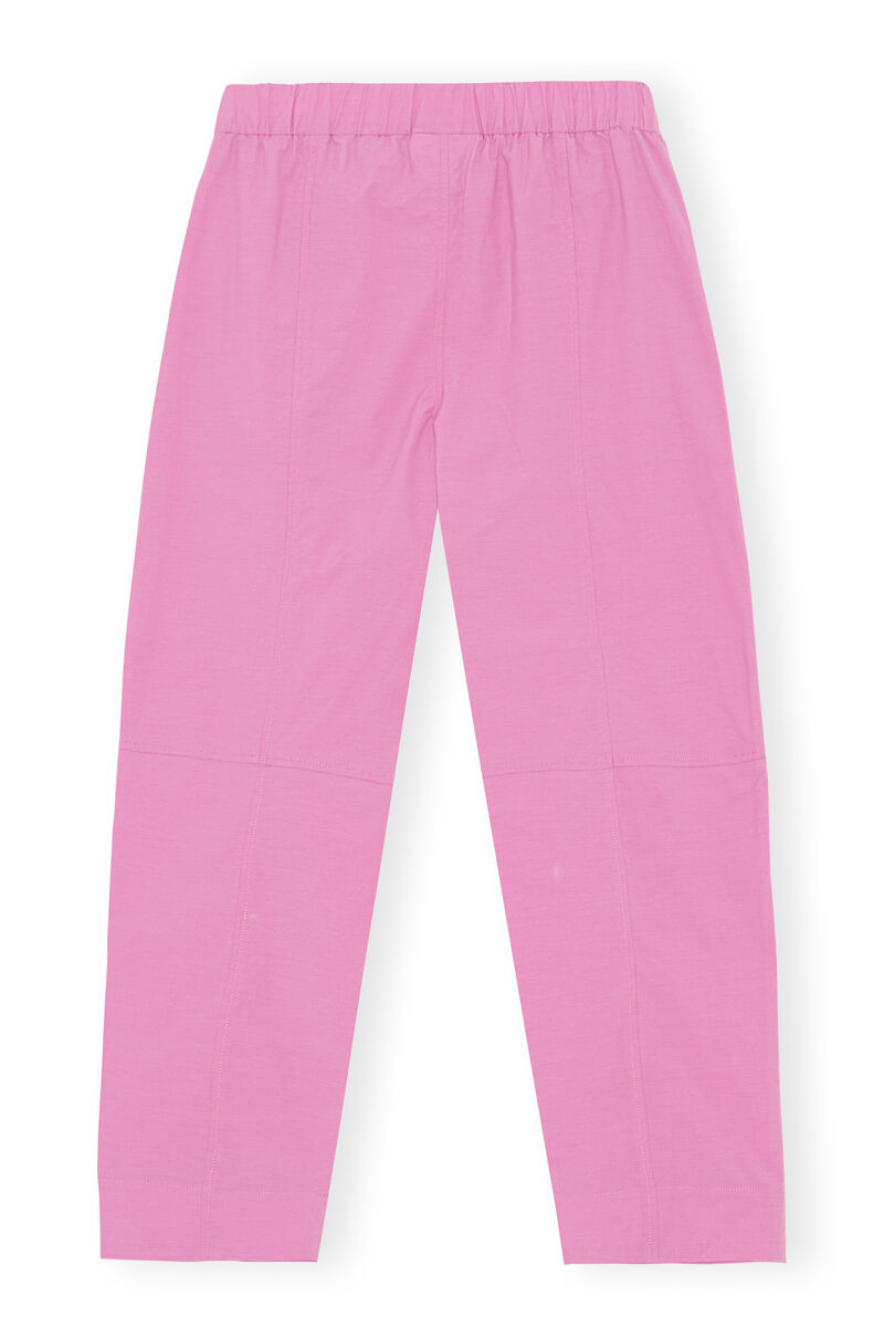 Elasticated Curve Pants, Cotton, in colour Cyclamen - 1 - GANNI