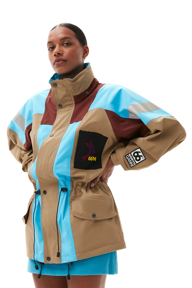 Kria Neoshell Jacket, Polyamide, in colour Camel - 3 - GANNI