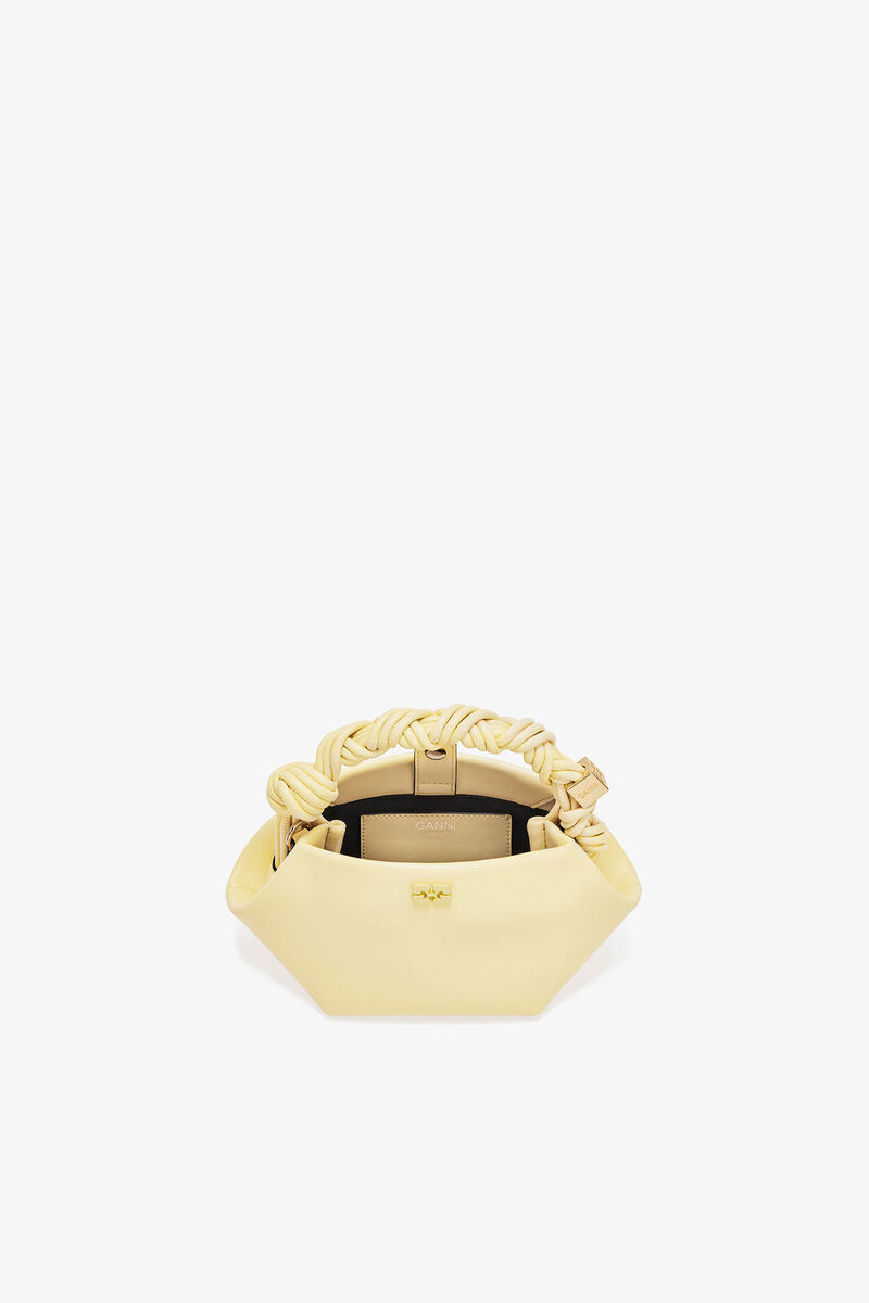Mini Bou taske i gul, Recycled Leather, in colour Yellow Cream - 3 - GANNI