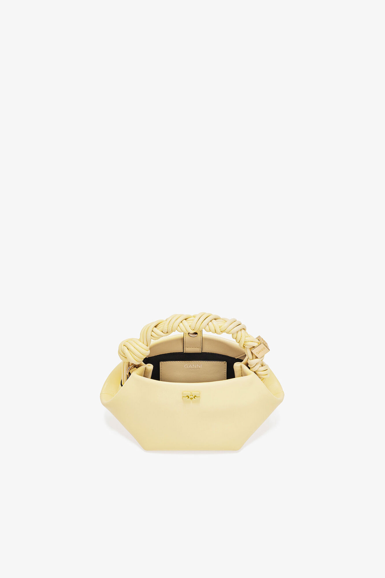 Mini Bou taske i gul, Recycled Leather, in colour Yellow Cream - 3 - GANNI