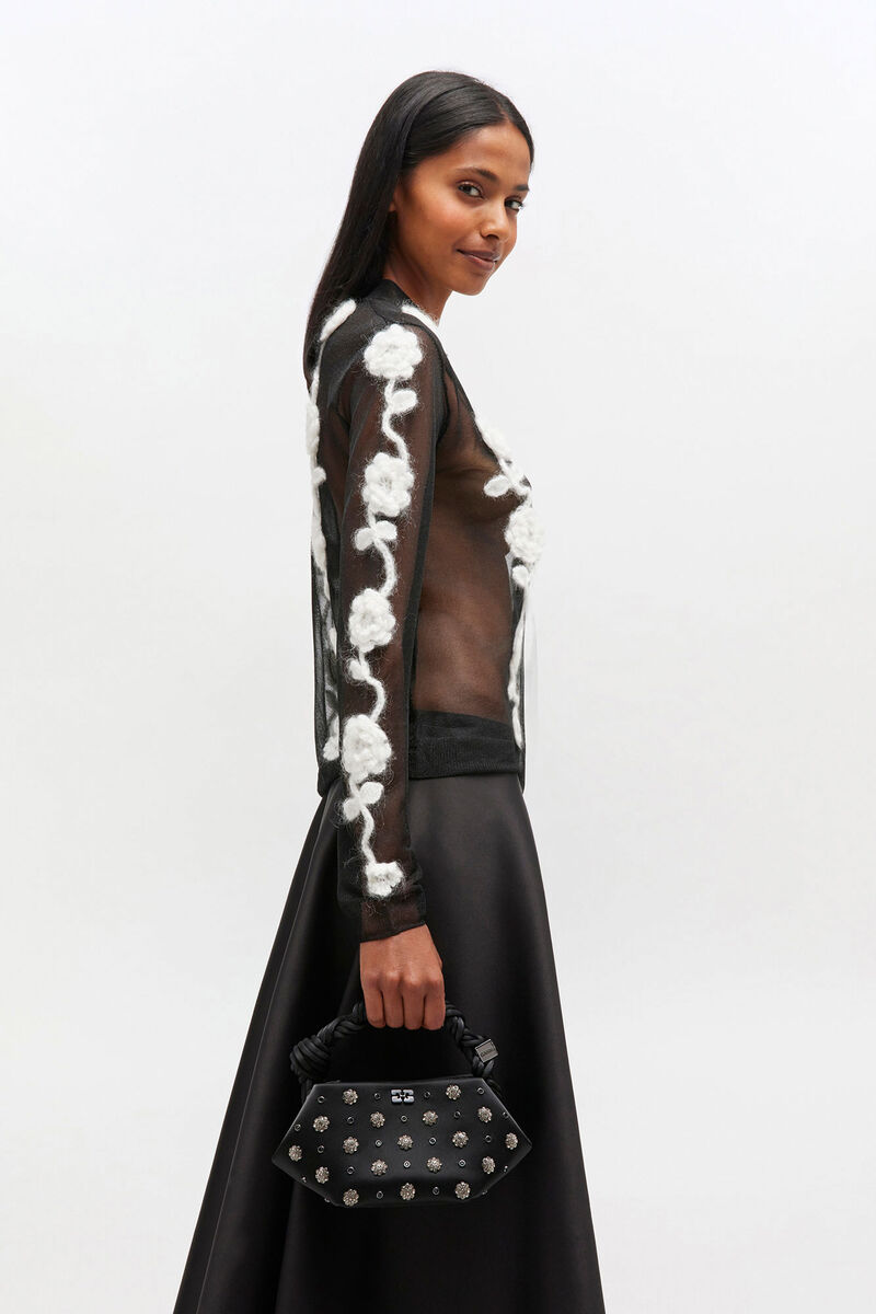 Svart mini GANNI Bou-veske med diamantmønster, Polyester, in colour Black - 1 - GANNI