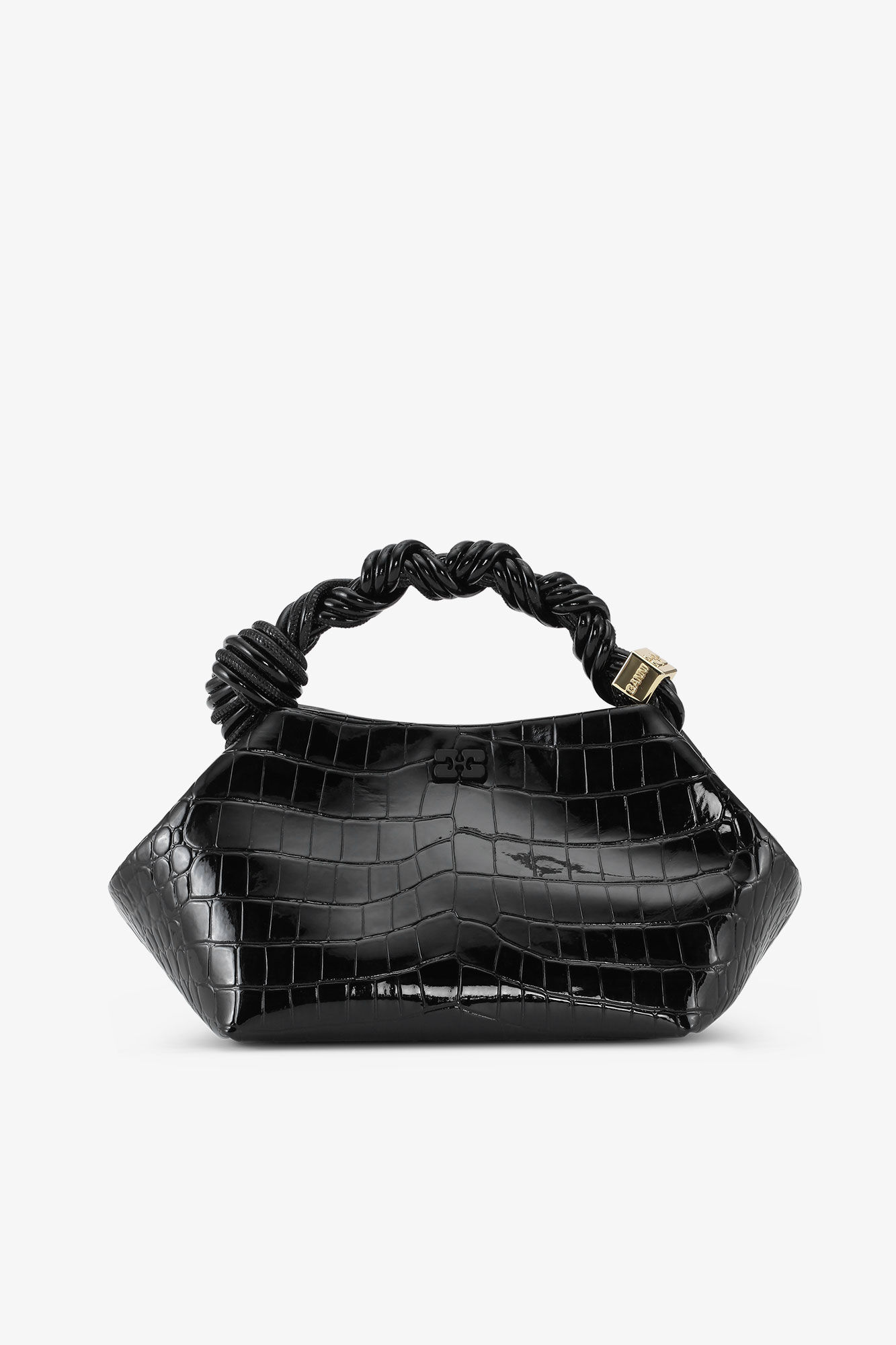 Petit sac Bou Bag verni croco noir, Polyester, in colour Black - 1 - GANNI
