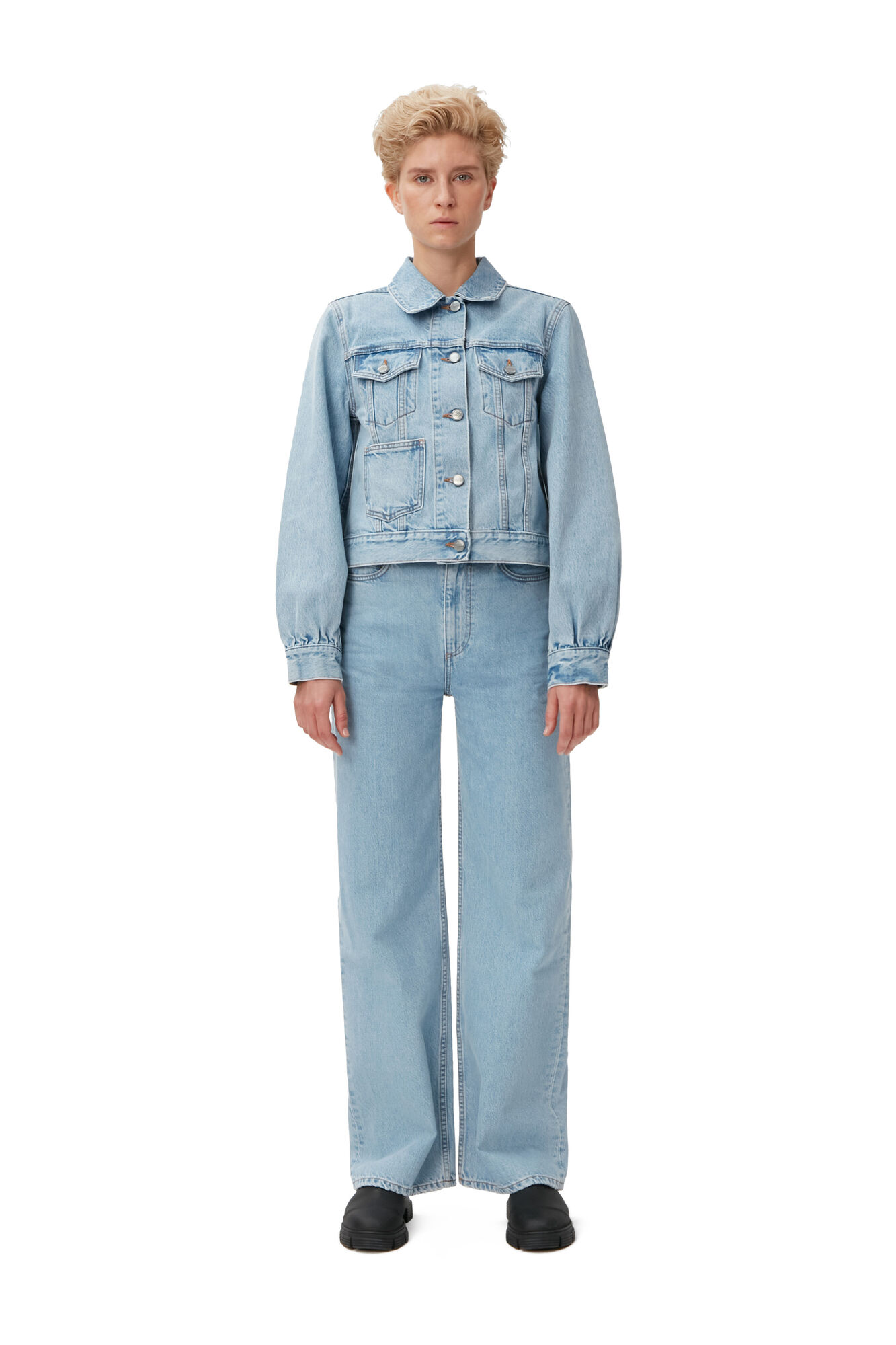 Rigid Denim Rigid Denim Camy, Cotton, in colour Light Blue Stone - 1 - GANNI