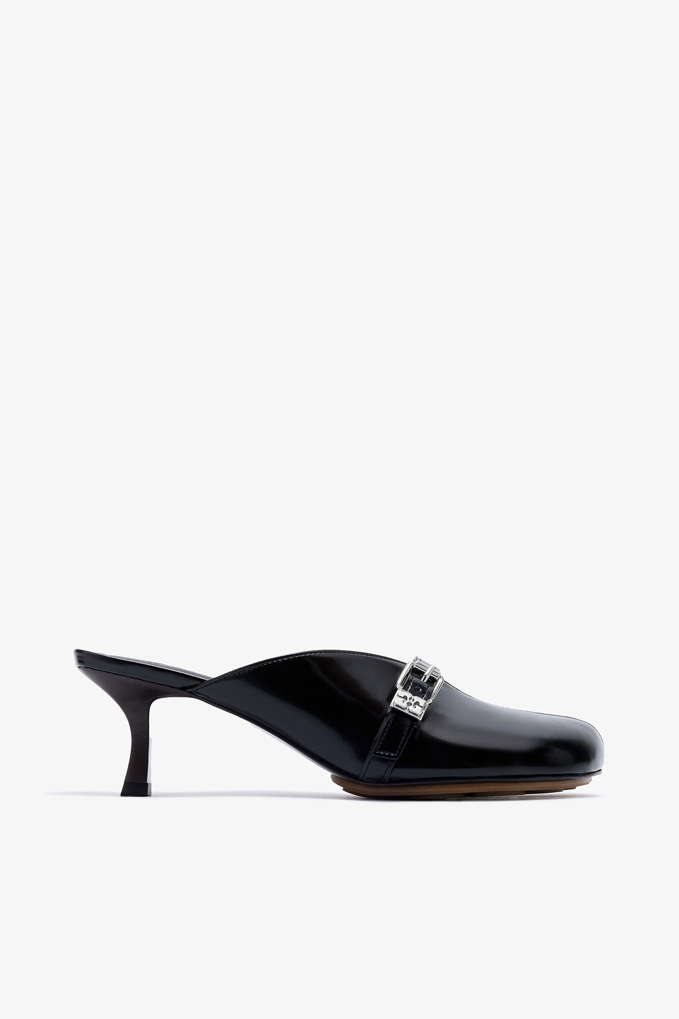 Sue Heeled Mules in Black Oleatex, Oleatex&trade;, in colour Black - 1 - GANNI