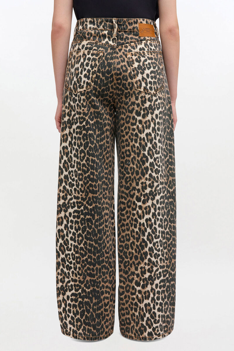 Leopard Printed Lari Jeans, Organic Cotton, in colour Almond Milk - 3 - GANNI