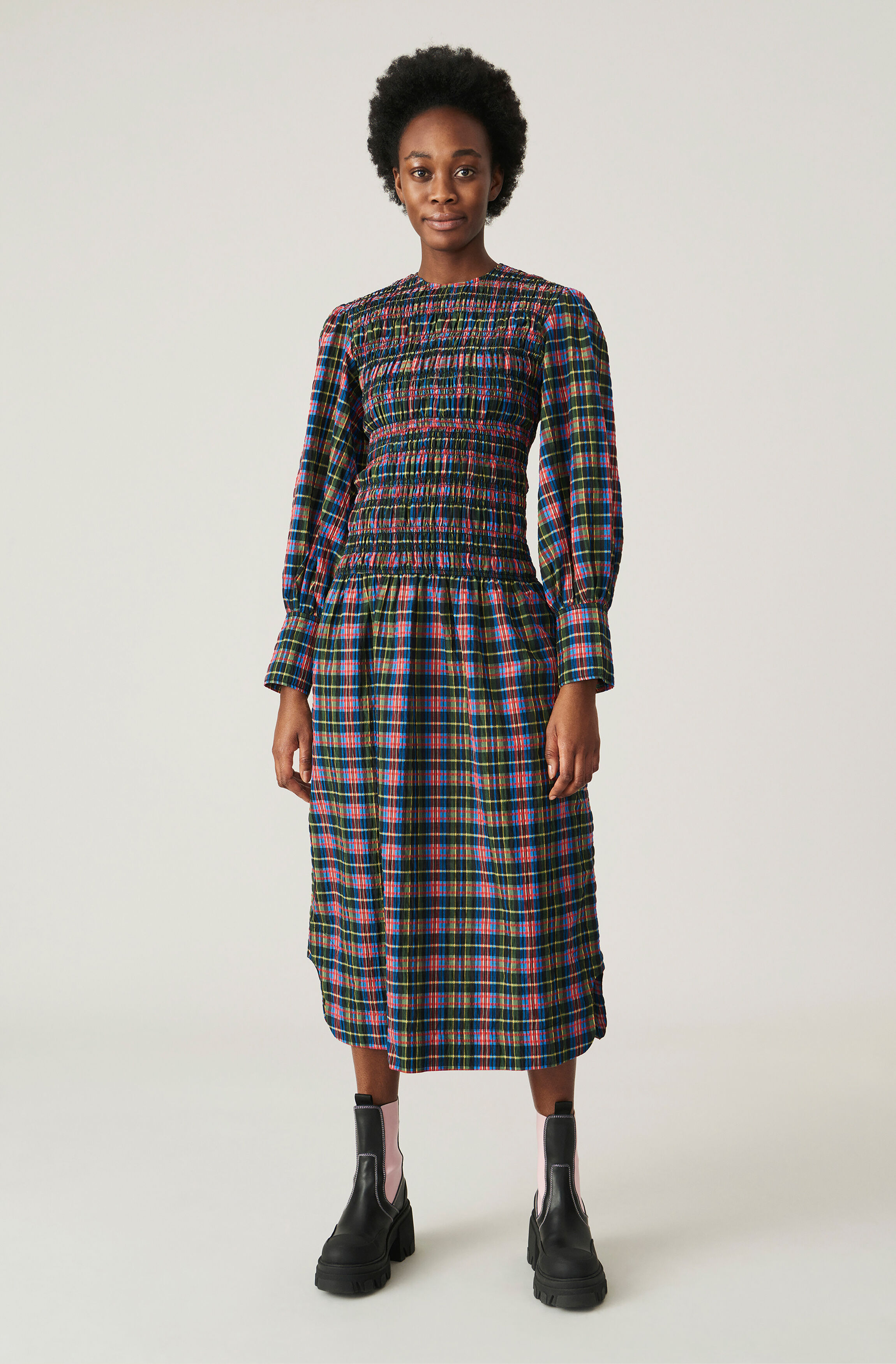 ganni checkered dress