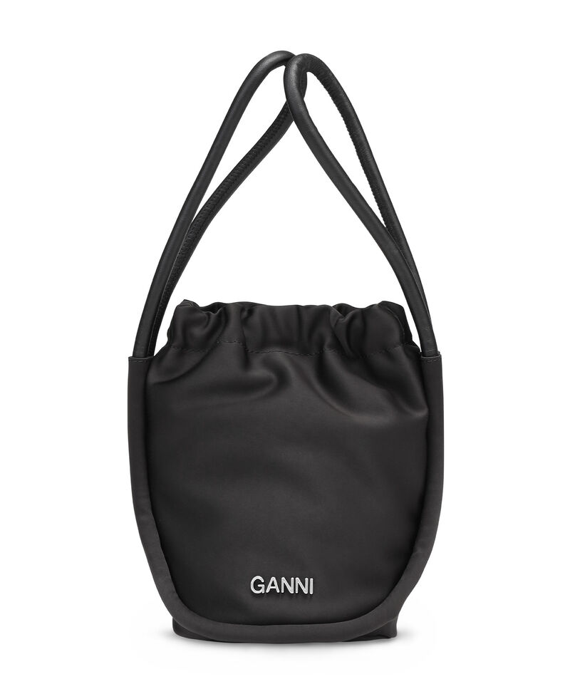 Knot Mini Taske, Recycled Leather, in colour Black - 1 - GANNI