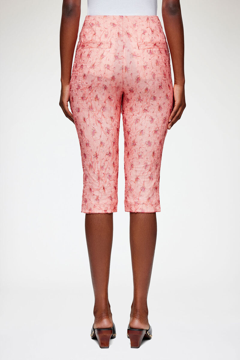 Capri Trousers in Shibori Organza, Recycled Polyester, in colour Lantana - 3 - GANNI
