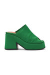 Retro Mules, Recycled Polyester, in colour Kelly Green - 1 - GANNI