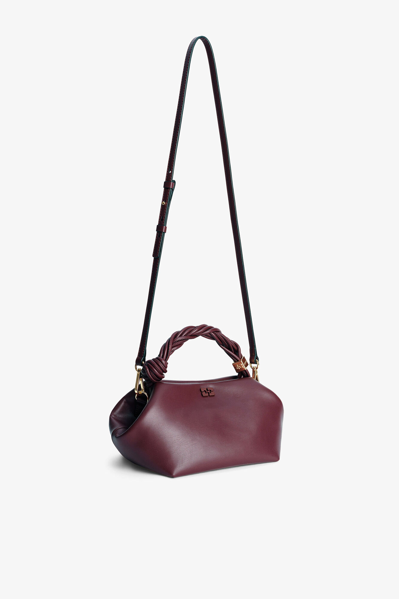 Burgundy Small Bou Bag, Recycled Leather, in colour Burgundy - 6 - GANNI