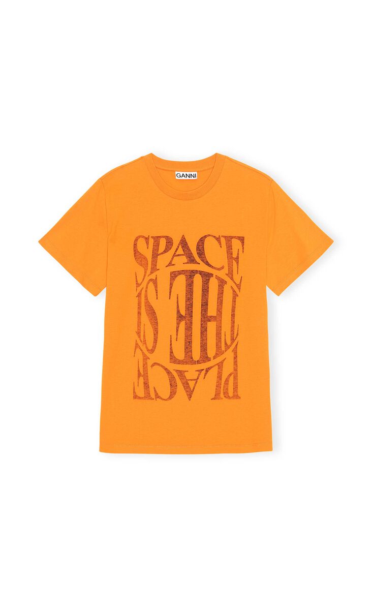 Space Tee, Cotton, in colour Bright Marigold - 1 - GANNI