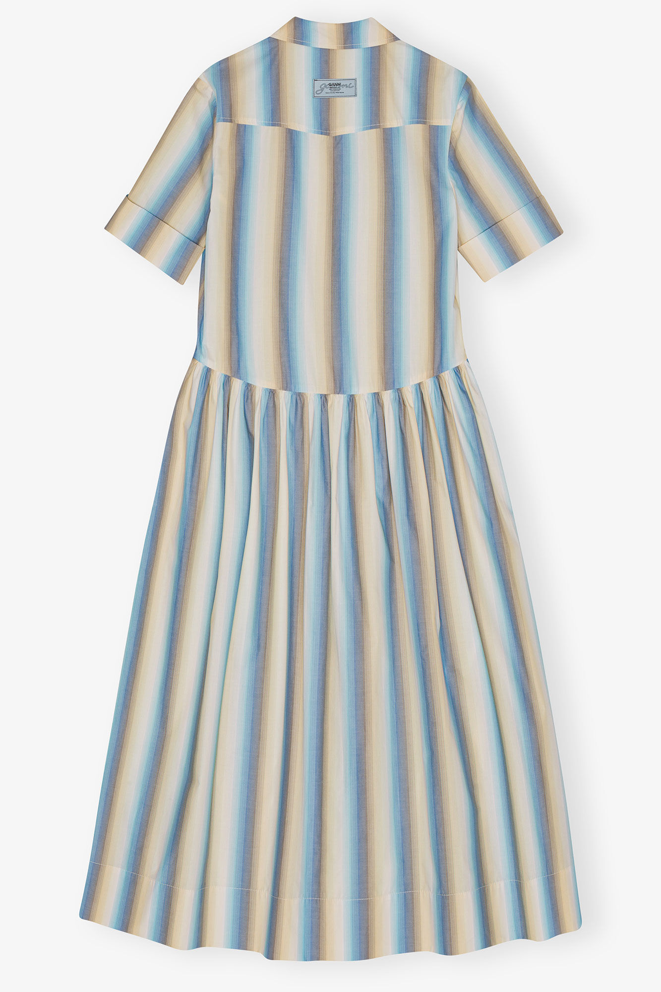 Ombre Striped Maxi Shirt Dress, Cotton, in colour Multicolour - 2 - GANNI