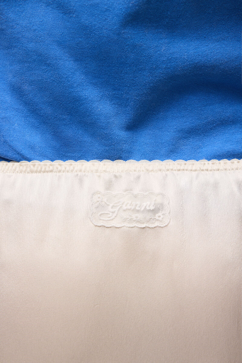 Skirt in Frill Satin, Acetate, in colour Egret - 4 - GANNI