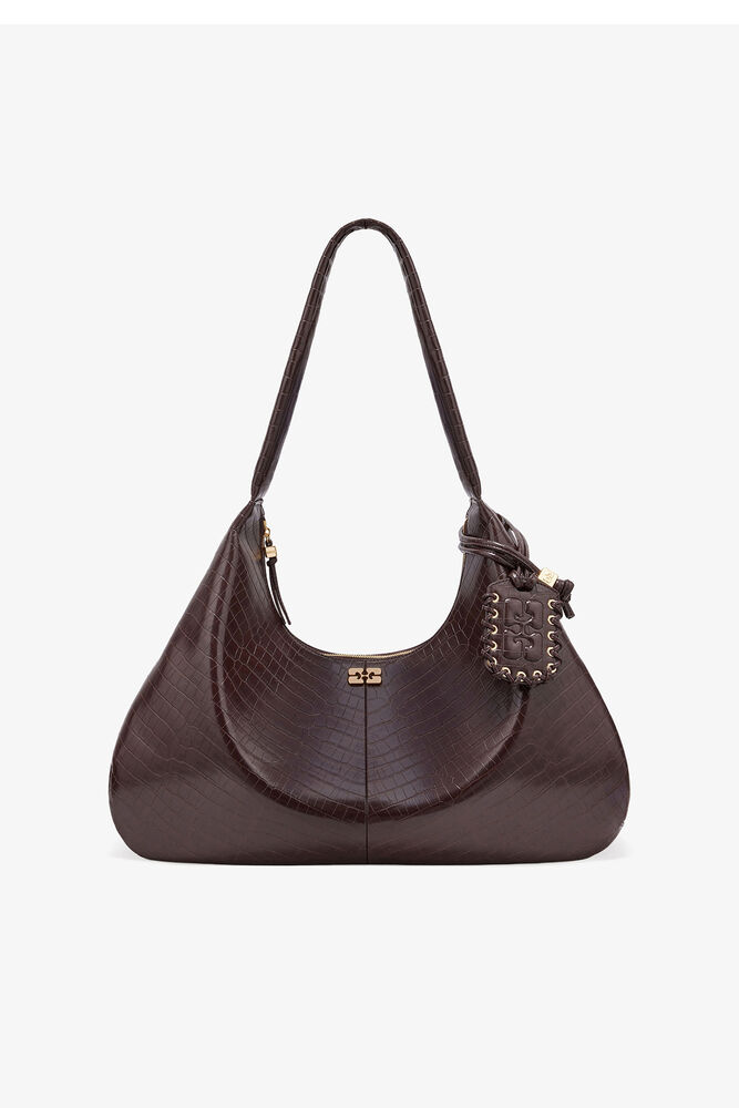 Brown Croco XXL Hobo Bag, Chocolate Fondant