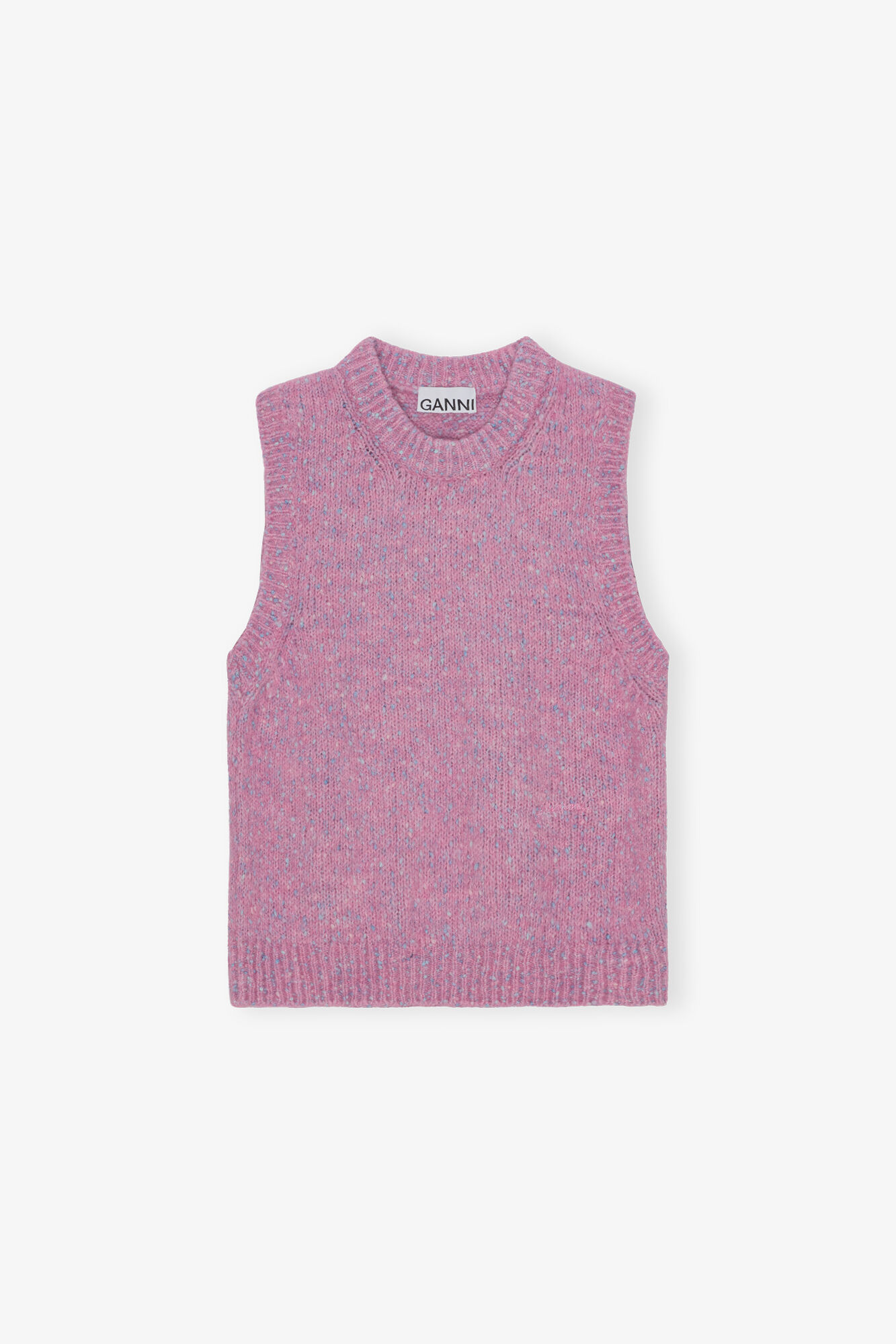Pink Knit Vest, Alpaca, in colour Rose Violet - 1 - GANNI
