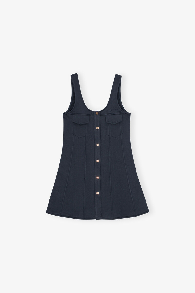Dark Blue Mini Dress, Cotton, in colour Sky Captain - 1 - GANNI