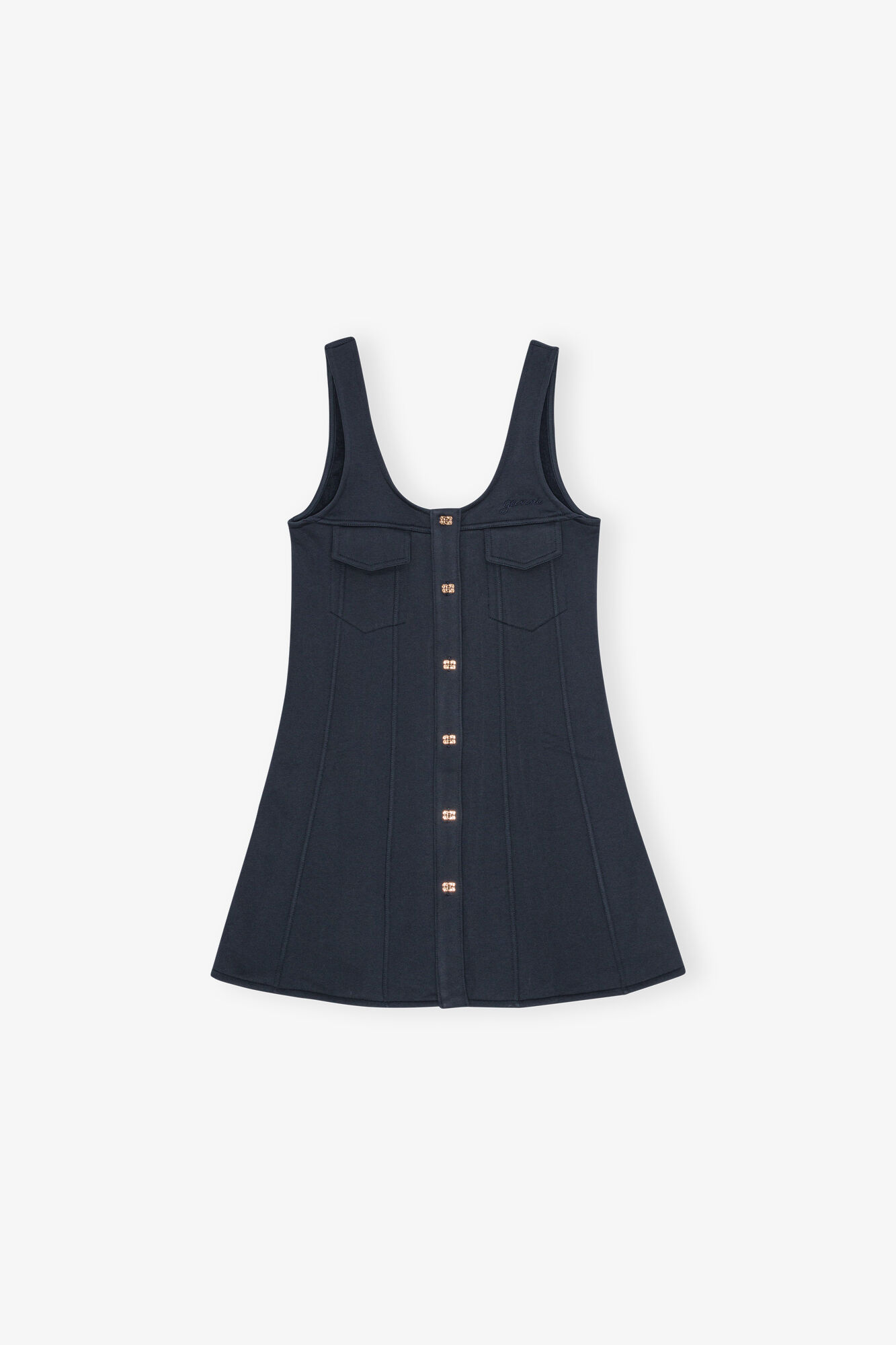 Dark Blue Mini Dress, Cotton, in colour Sky Captain - 1 - GANNI
