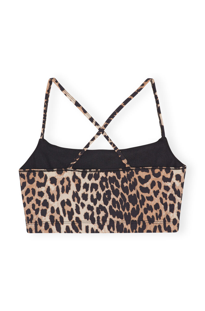 Active Strap Top, Recycled Nylon, in colour Leopard - 2 - GANNI