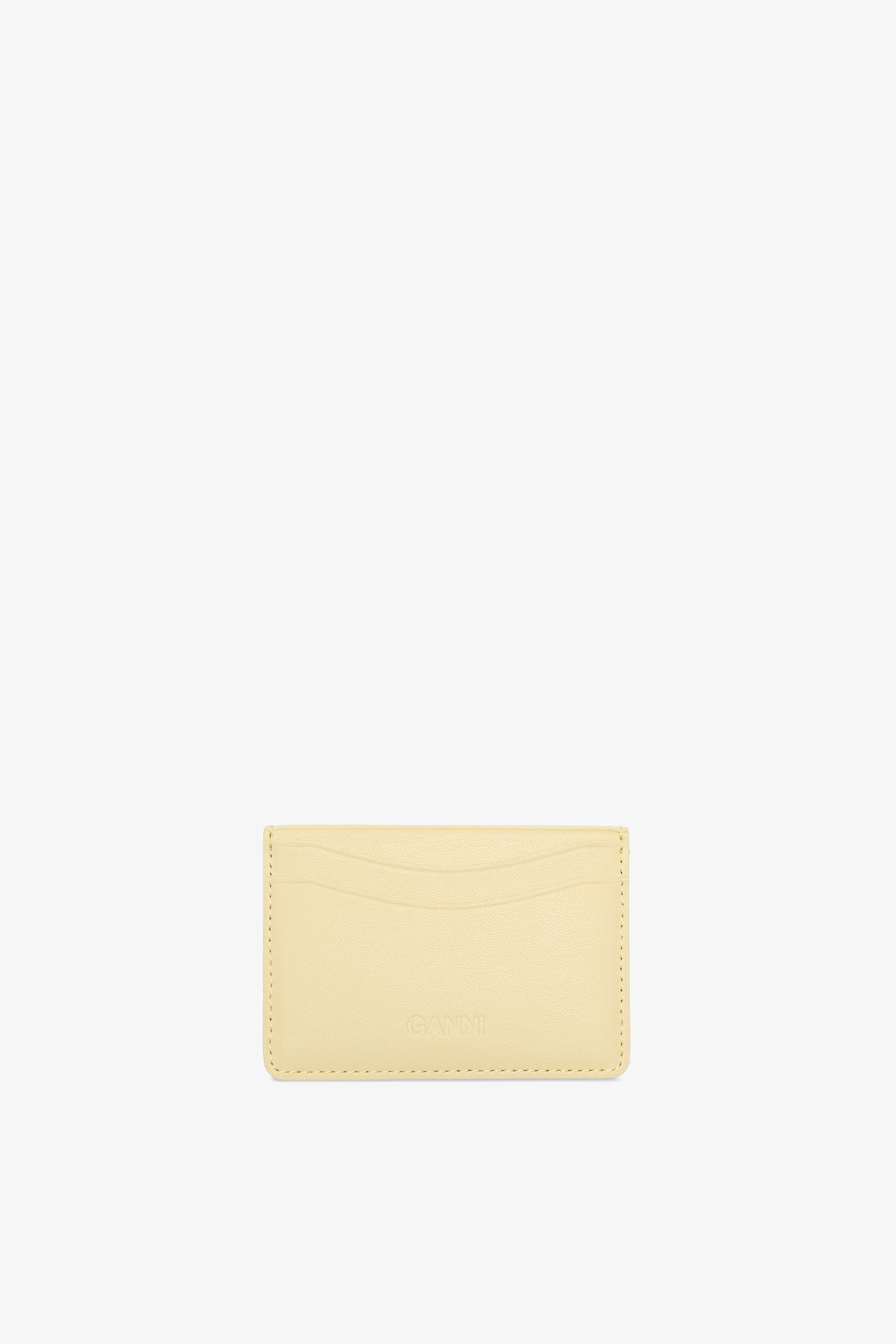 Bou Card Holder in Yellow, Recycled Leather, in colour Yellow Cream - 2 - GANNI