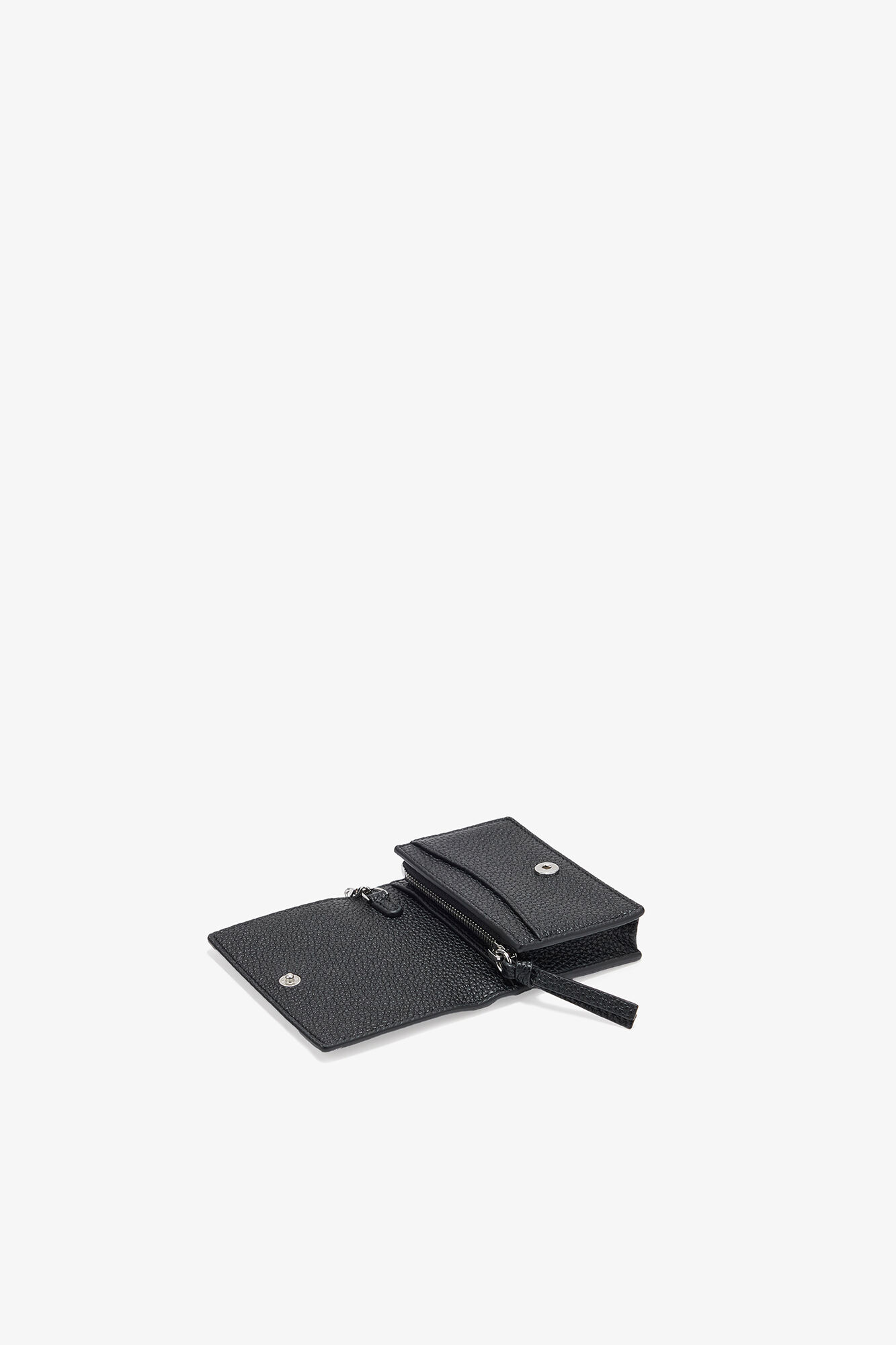 Black Bou Card Holder with Flap in Grained Black | GANNI US