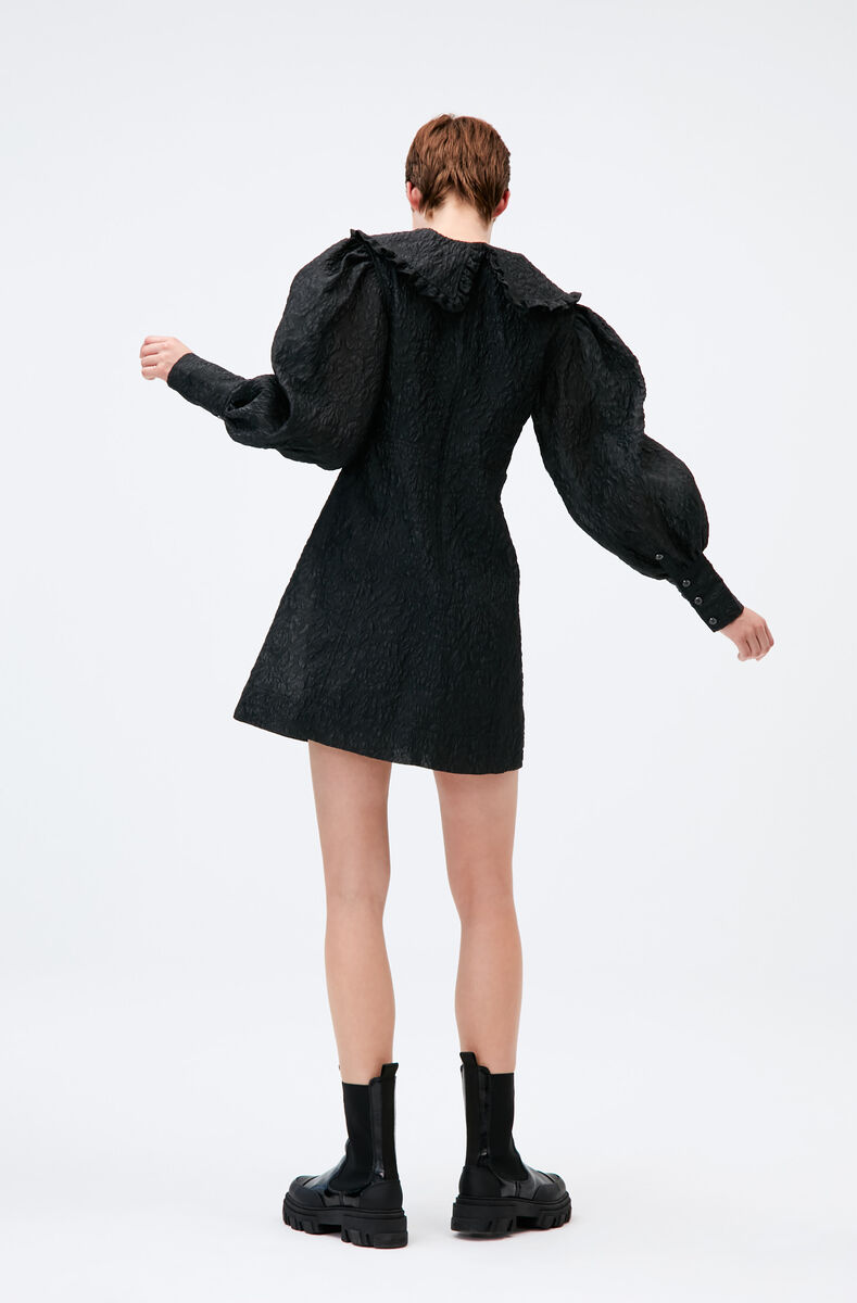 Organza Mini Dress, Nylon, in colour Black - 2 - GANNI