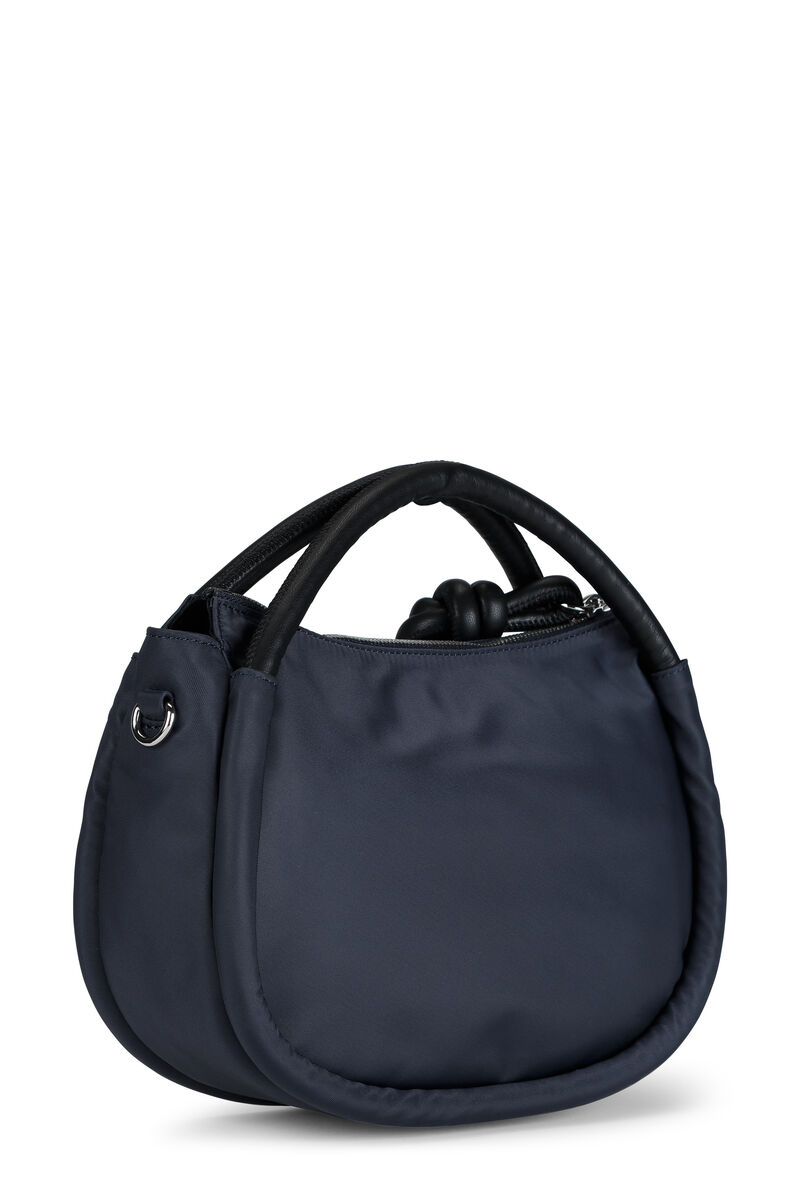 Mini Knot Bag, Leather, in colour Sky Captain - 2 - GANNI