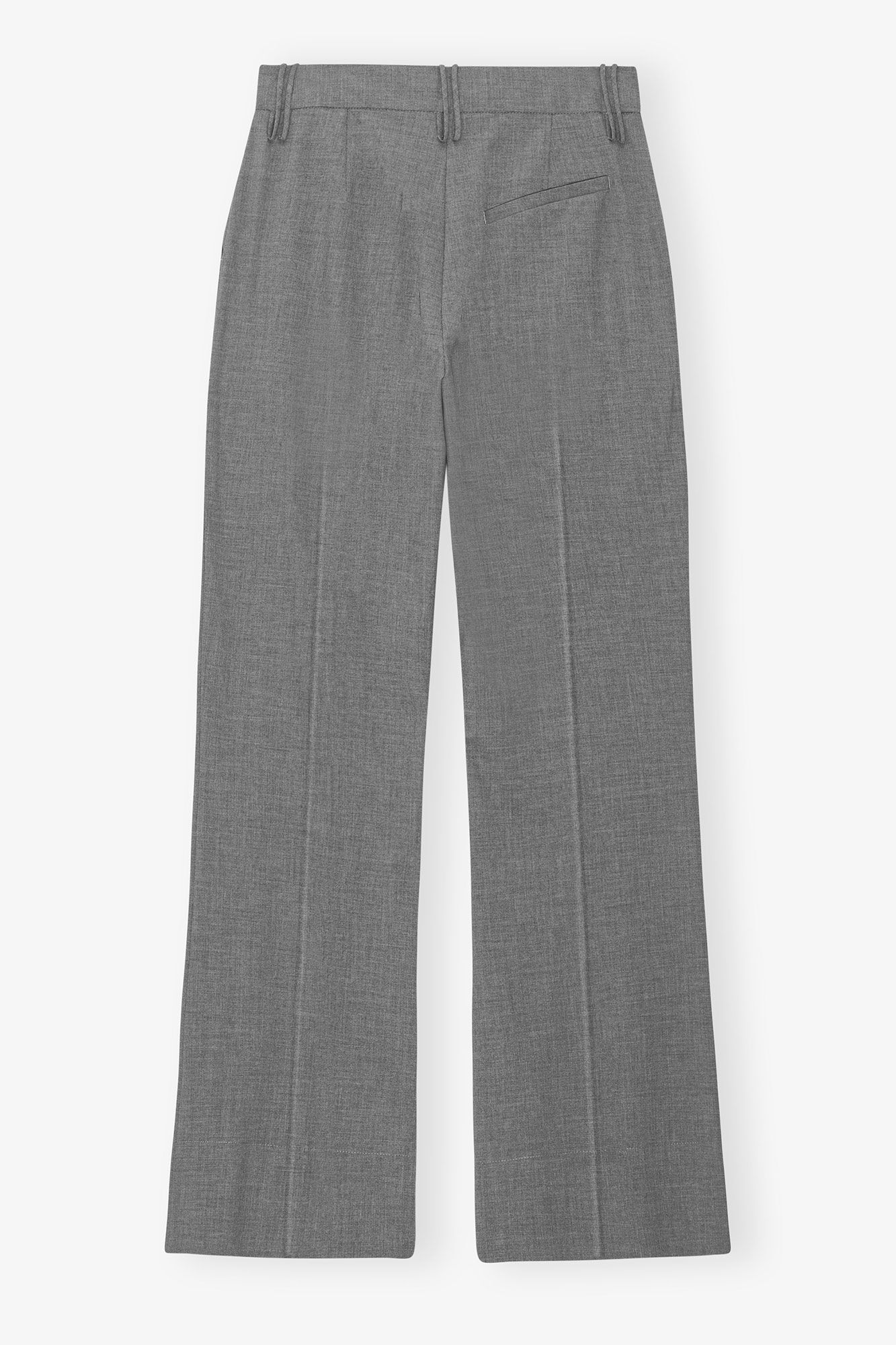 Grey Drapey Melange Pants, Elastane, in colour Paloma Melange - 2 - GANNI
