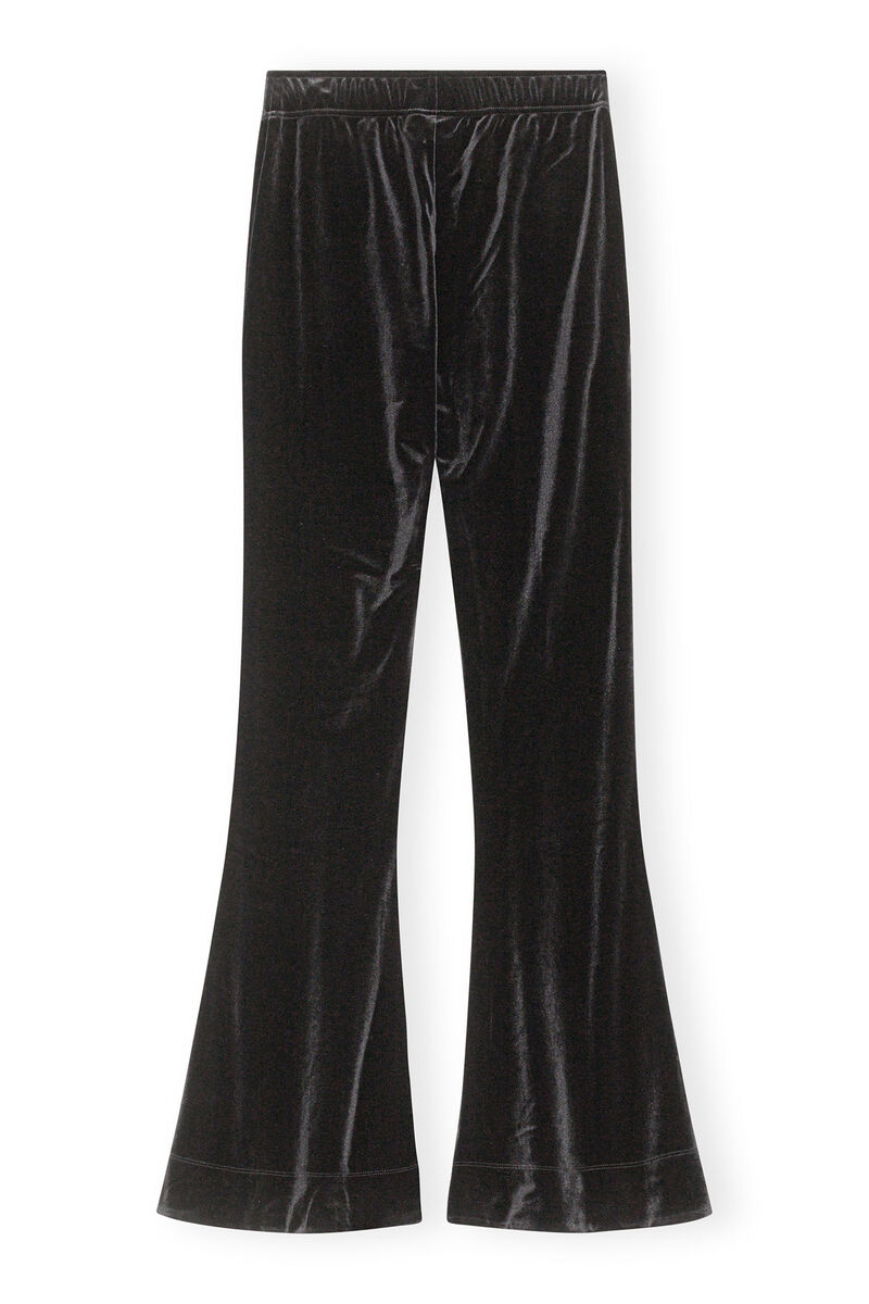Velvet Flared Pants, in colour Black - 2 - GANNI