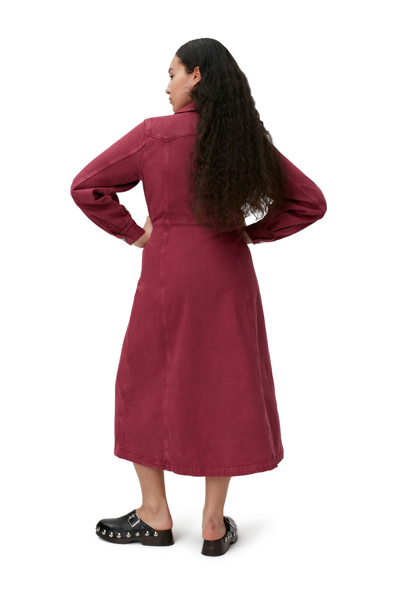Midikleid im Hemd-Stil, in colour Natural Tawny - 2 - GANNI