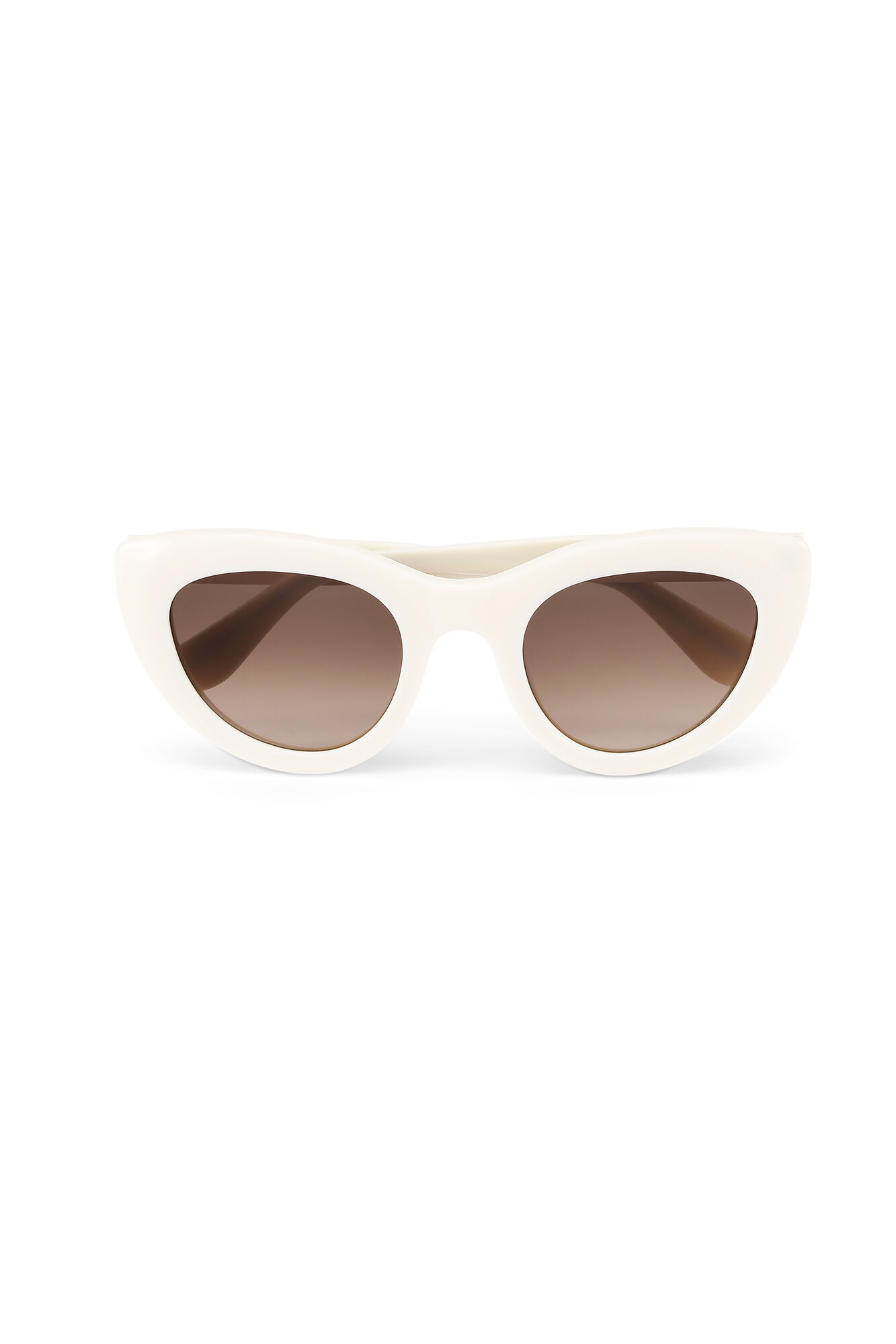 Biodegradable Acetate Cat Eye Sunglasses, in colour Egret - 1 - GANNI