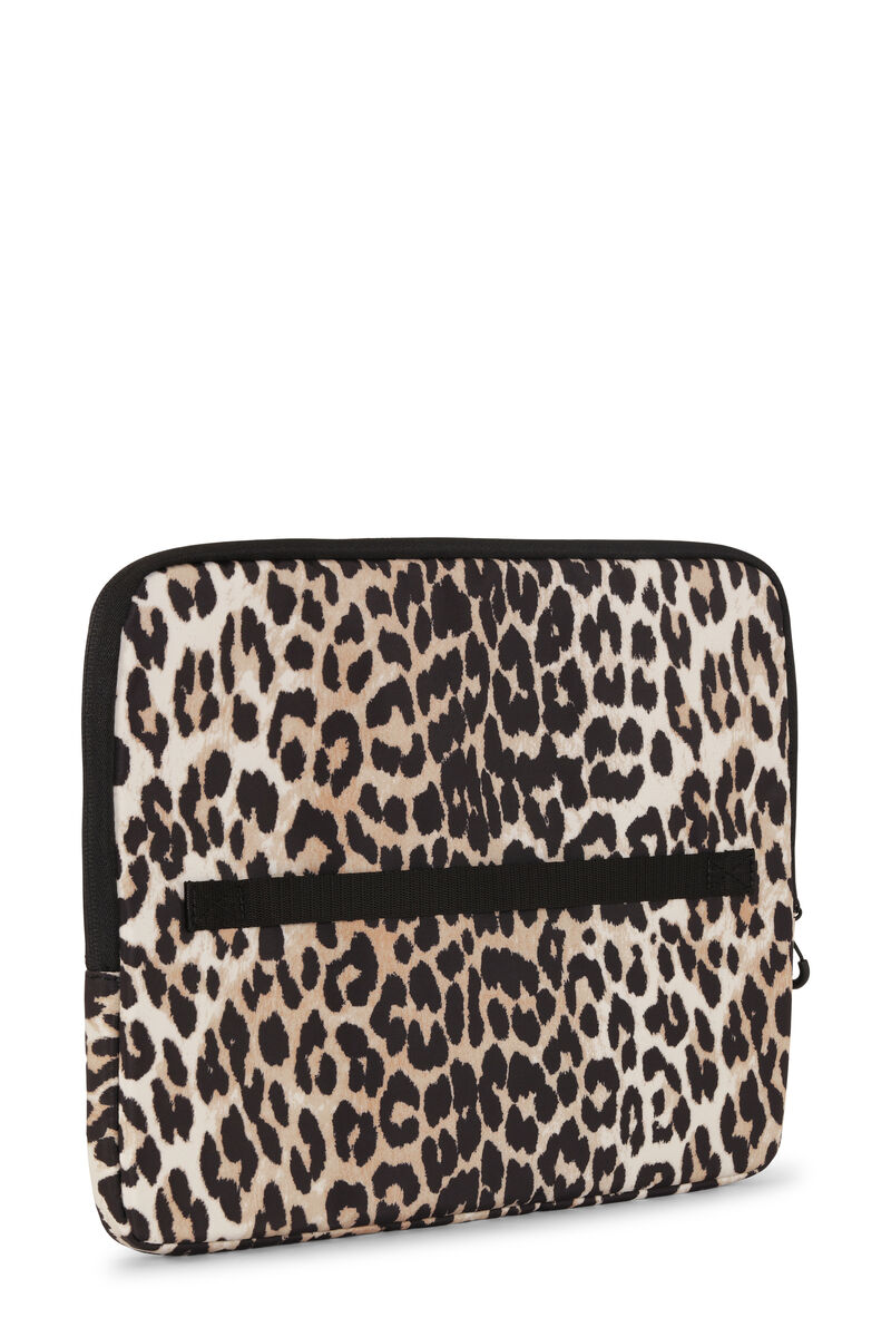 Laptop Sleeve 16", Recycled Polyester, in colour Leopard - 2 - GANNI
