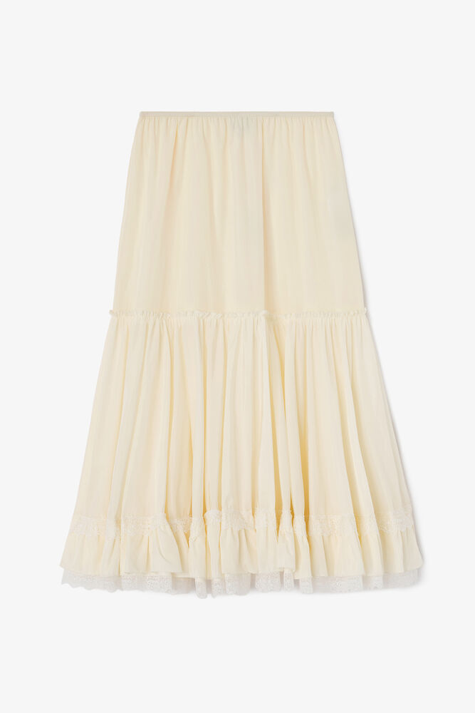 Skirt in White Nylon, Egret