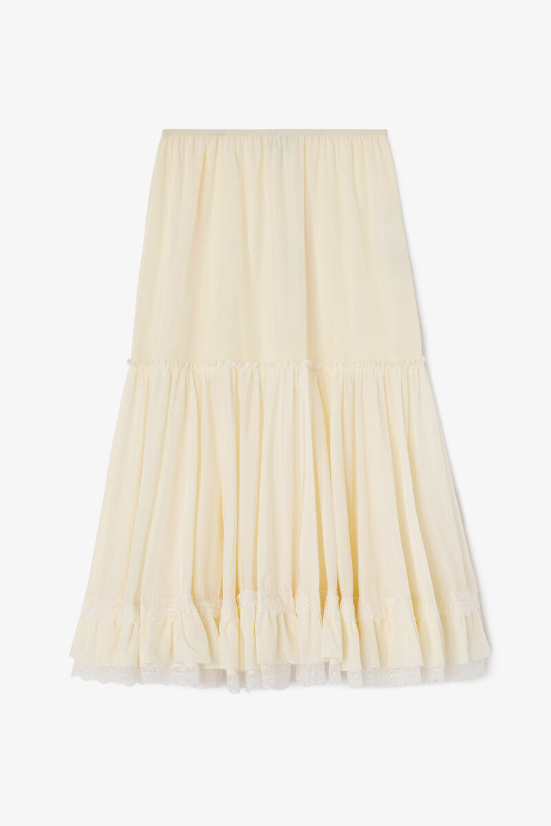 Skirt in White Nylon, Recycled Polyamide, in colour Egret - 1 - GANNI