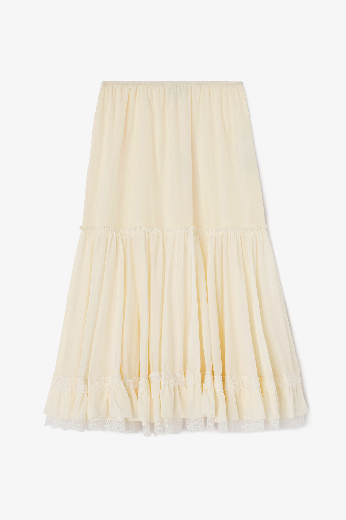 Skirt in White Nylon, Recycled Polyamide, in colour Egret - 1 - GANNI
