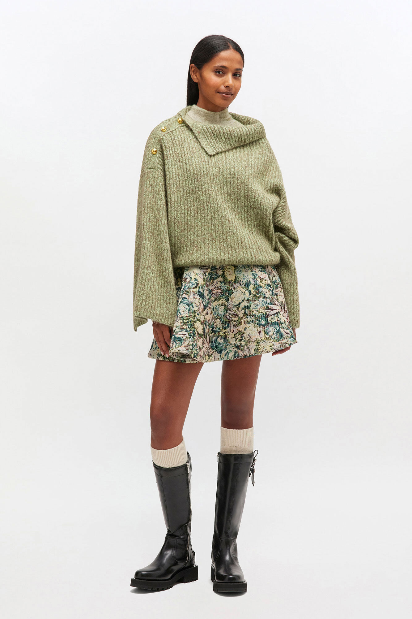 Green Mohair Sweater, Mohair, in colour Nile - 2 - GANNI
