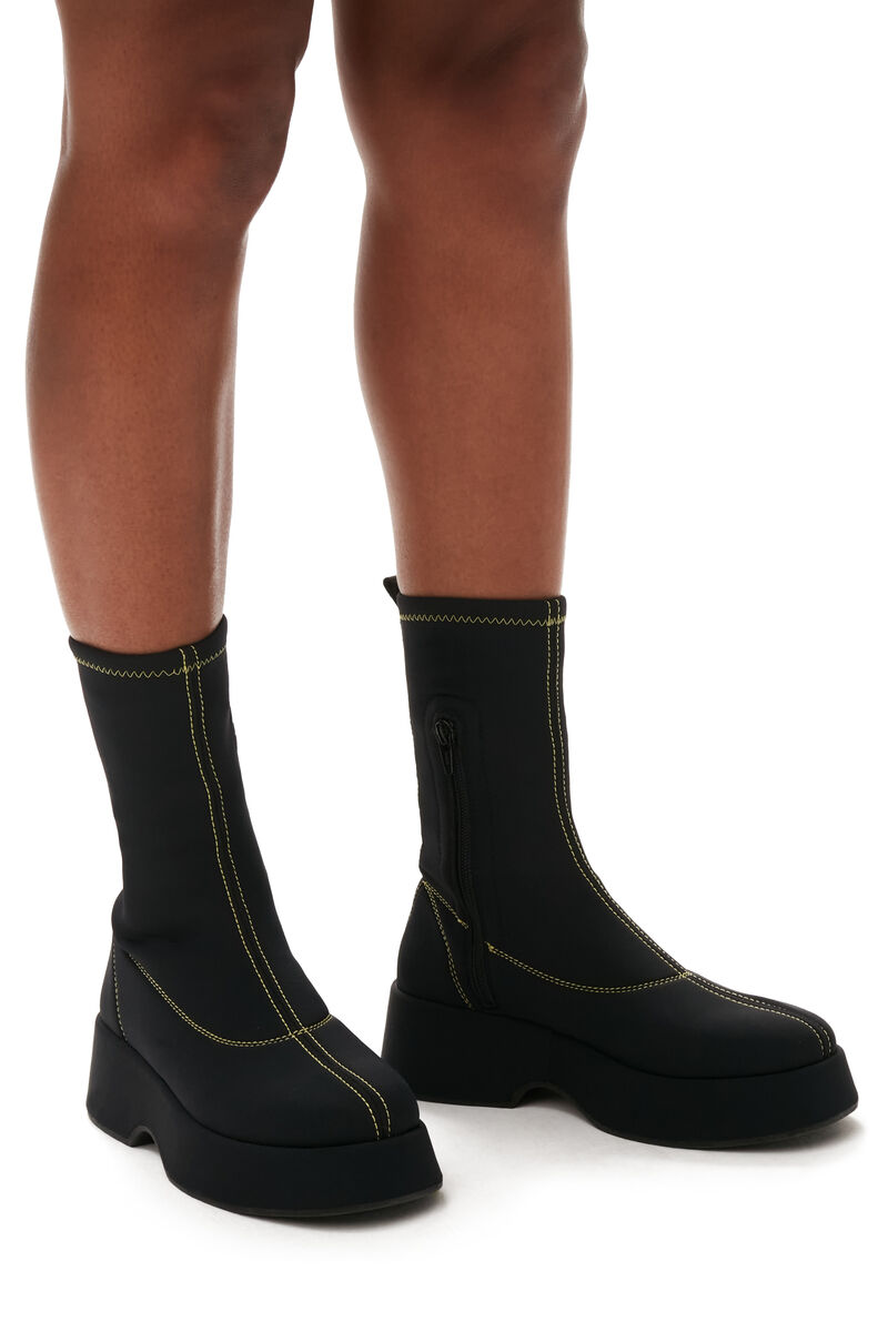 Retro Flatform Ankle Sockboots, Elastane, in colour Black - 4 - GANNI
