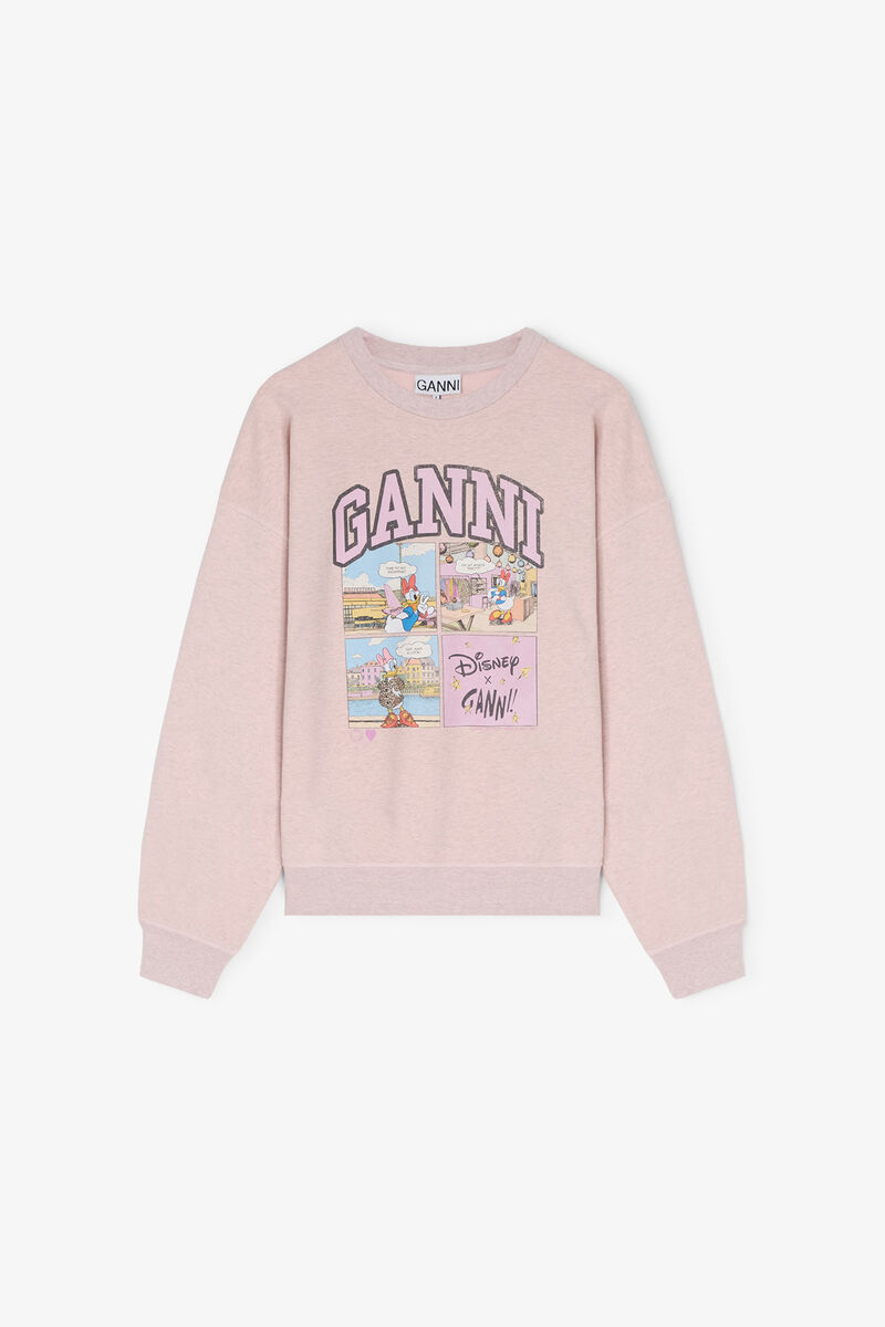 Daisy Duck Pink Comic Sweatshirt, Organic Cotton, in colour Chalk Pink - 1 - GANNI