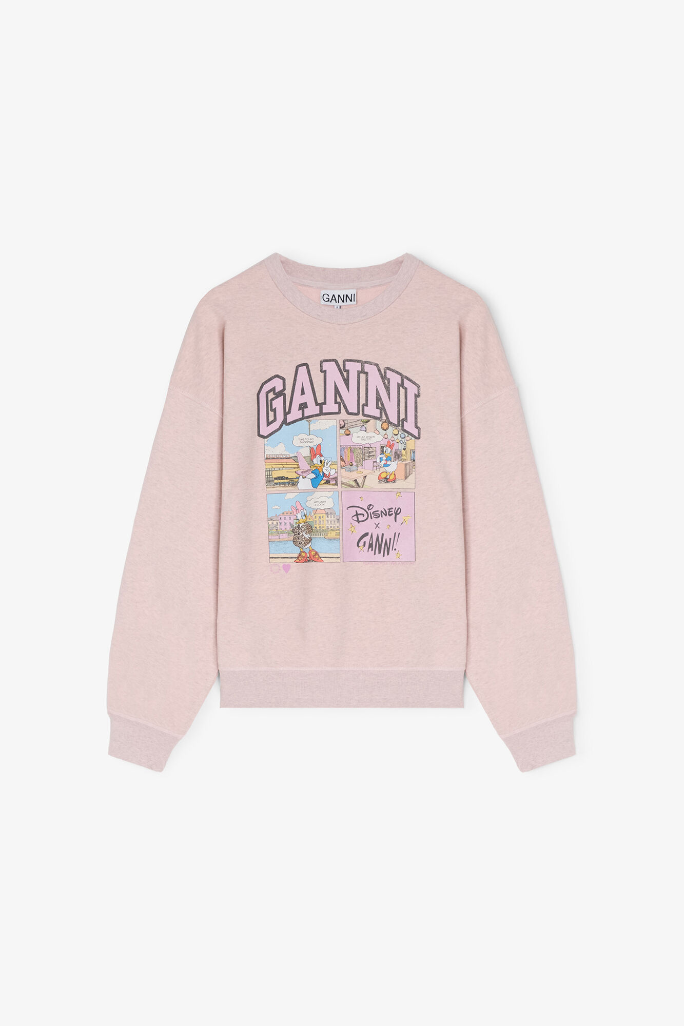 Daisy Duck Pink Comic Sweatshirt, Organic Cotton, in colour Chalk Pink - 1 - GANNI